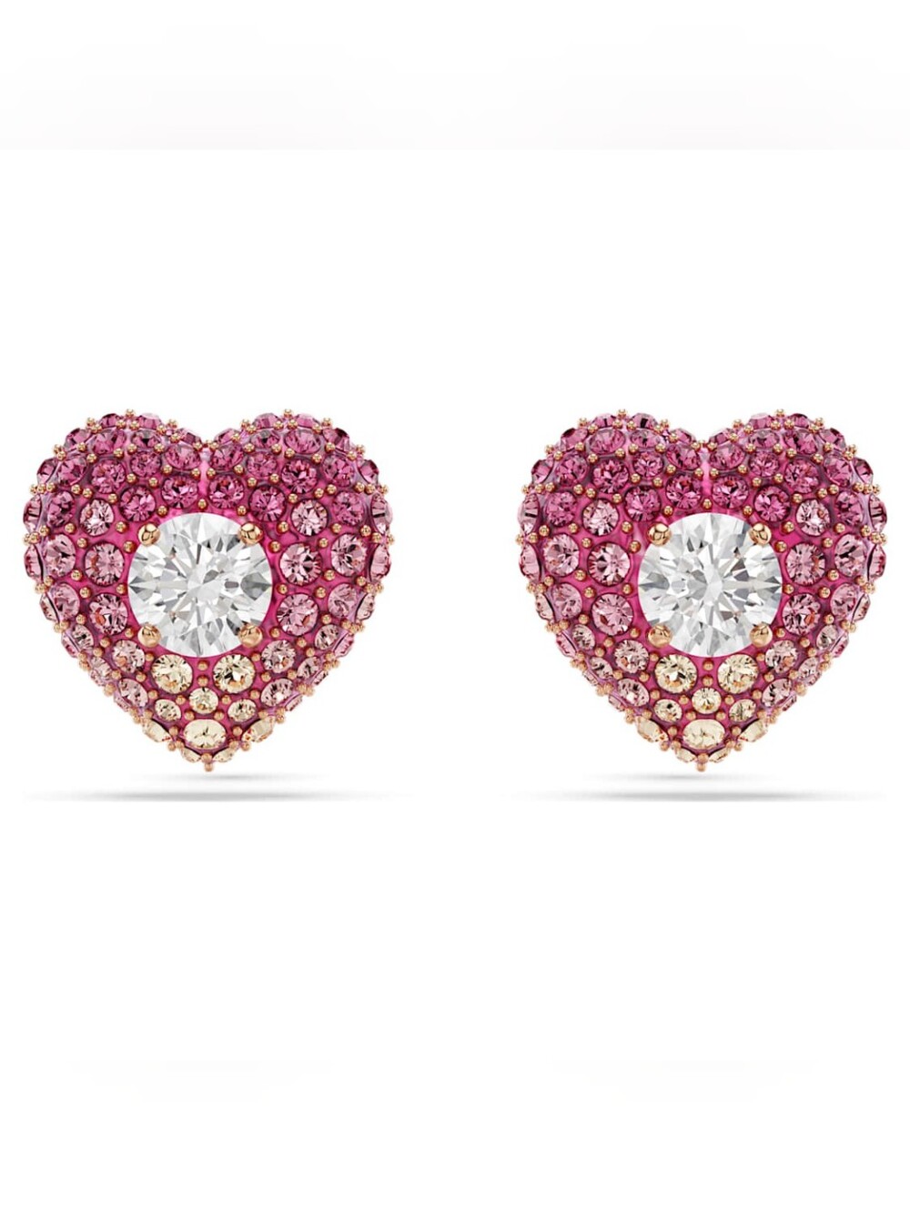 Swarovski Idyllia Pink Heart Stud Earrings 18K Rose Gold Finish